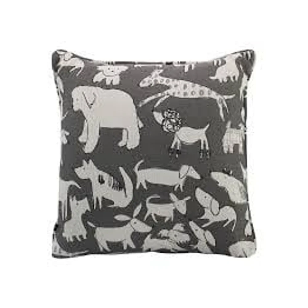New (2) Raymour And Flanigan Daine Throw Pillow Doggie Graphite 22” Dog Covers